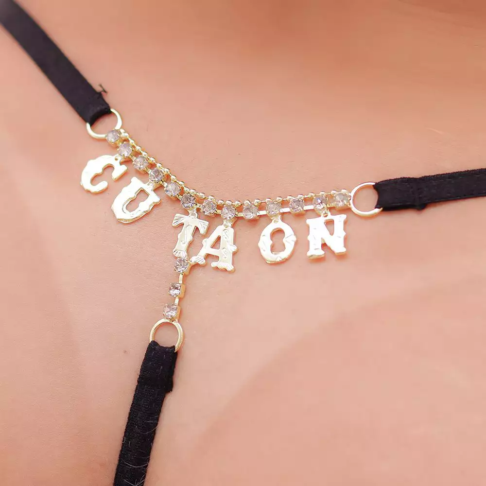 CALCINHA FIO COM ESCRITA CU TA ON PRETO TAMANHO ÚNICO