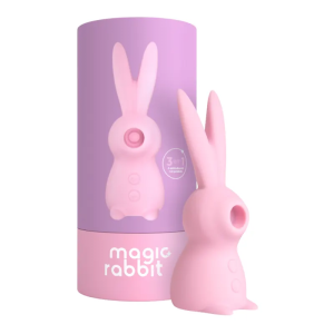 VIBRADOR ESTIMULADOR E SUGADOR DE CLITÓRIS MAGIC RABBIT 3 EM 1 VIA USB