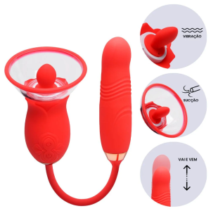 VIBRADOR SUCKING COM BOMBA DE SUCÇÃO + BULLET + LÍNGUA VIBRATÓRIA VIA USB